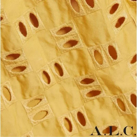 A.L.C. **NWT** Blair Eyelet Halter Cotton Maxi Dress Butterscotch Yellow